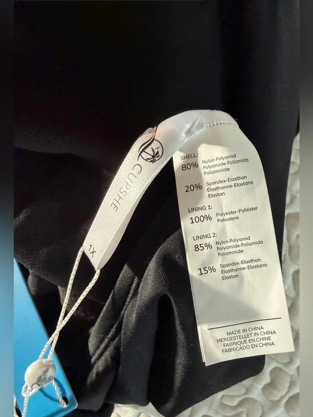 Cupshe Classic Black One-Piece High hip Swimsuit. Size-1X